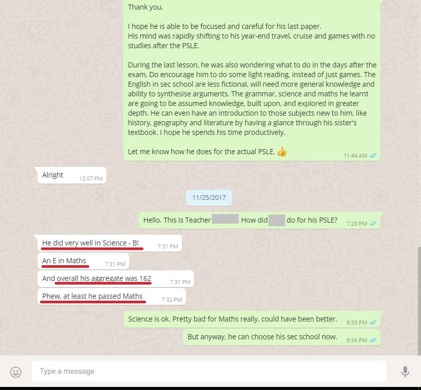 Testimonial for Math and Science tuition for student from ACS (Primary). ADHD boy failed Math and Science before tuition. Student improved to B in Science and E in Math for PSLE.